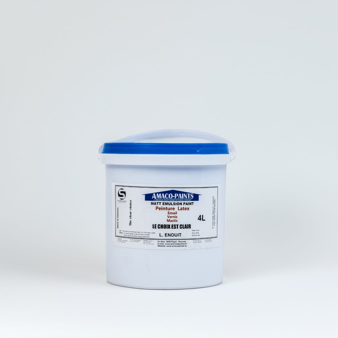 AMACO Paints L. Enduit 4L –  Matt Emulsion Paint (4 Liters) | Interior &Exterior  Wall Undercoat & Smooth Finish 4L